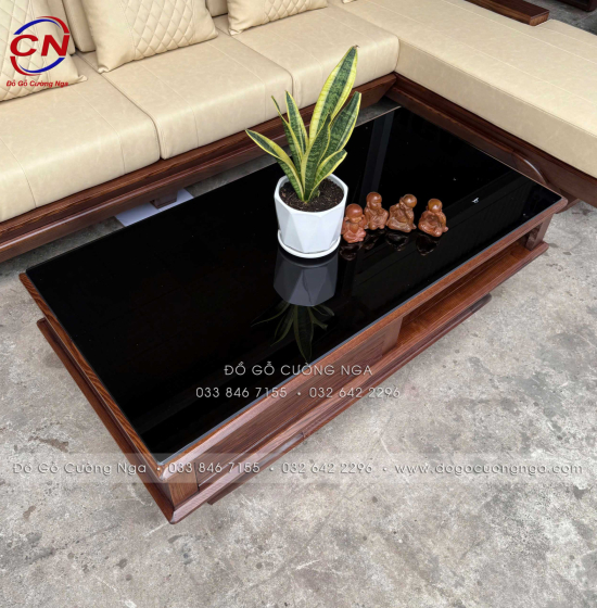 Bộ Sofa Gỗ Sồi Nga Góc L 2m8x1m8 Kèm Nệm Kem Sang Trọng 