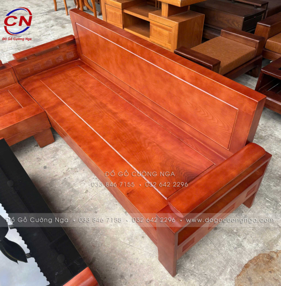Sofa Phòng Khách Gỗ Sồi Nga Bàn Boom Góc L 2mx1m8