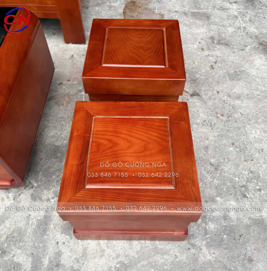 Bộ Sofa Gỗ Sồi Nga Góc L 2mx1m8 - Tay Trứng Kèm Nệm 