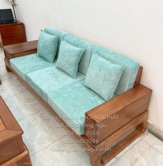 Sofa Gỗ Xoan Đào 1 Văng 3 Chi Tiết (Tặng Kính Bàn)