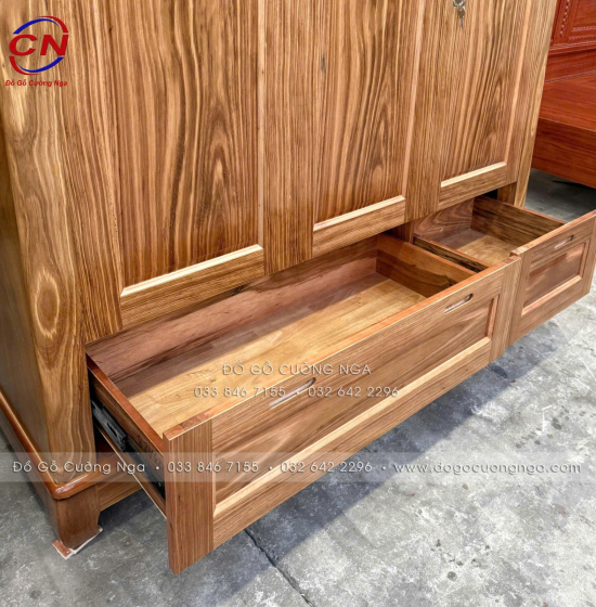 Tủ Quần Áo Gỗ Hương Xám 3 Cánh Mẫu Trơn 1m52