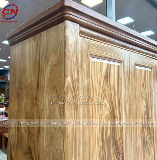 Tủ Quần Áo Gỗ Hương Xám 4 Cánh Mẫu Trơn 1m92