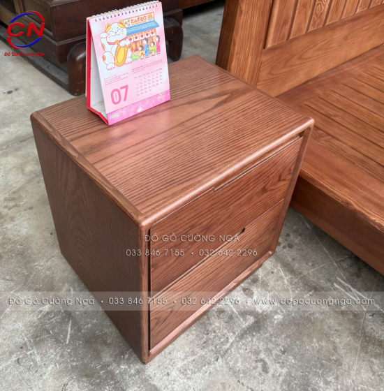 Combo Phòng Ngủ Gỗ Sồi Màu Óc Chó 4 Chi Tiết Đẹp Hiện Đại