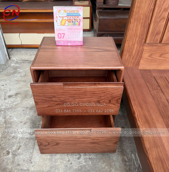Combo Phòng Ngủ Gỗ Sồi Màu Óc Chó 4 Chi Tiết Đẹp Hiện Đại