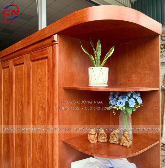 Tủ Quần Áo Gỗ Hương Đá 3 Cánh Góc Phải Thiết Kế Hiện Đại