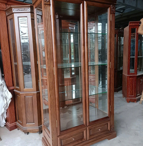 Tủ Rượu Gỗ Sồi Nga Lau Màu Óc Chó Đa kích thước 