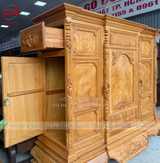 Tủ Thờ Gỗ Gõ Đỏ Cao Cấp 1m75 Cánh Trơn