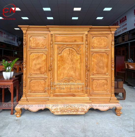 Tủ Thờ Gỗ Gõ Đỏ Cao Cấp 1m75 Cánh Trơn