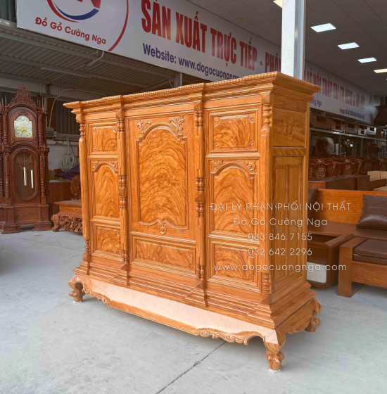 Tủ Thờ Gỗ Gõ Đỏ Cao Cấp 1m75 Cánh Trơn