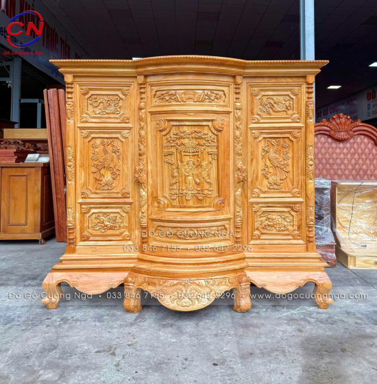 Tủ Thờ Gỗ Gõ Đỏ Cao Cấp 1m75 Cánh Trơn