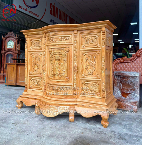 Tủ Thờ Gỗ Gõ Đỏ Cao Cấp 1m75 Cánh Trơn