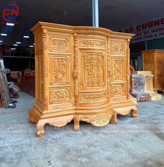 Tủ Thờ Gỗ Gõ Đỏ Cao Cấp 1m75 Cánh Trơn