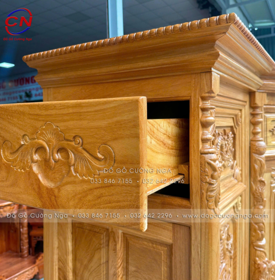 Tủ Thờ Gỗ Gõ Đỏ Cao Cấp 1m75 Cánh Trơn