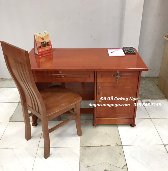 Bàn Làm Việc Gỗ Thông Giá Rẻ Màu Cánh Gián 