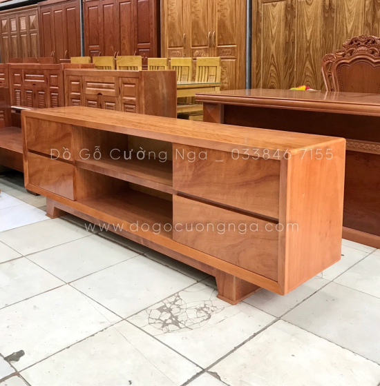 Kệ Tivi Gỗ Đinh Hương Mẫu Chân Vát 1m8 - 2m KG 015