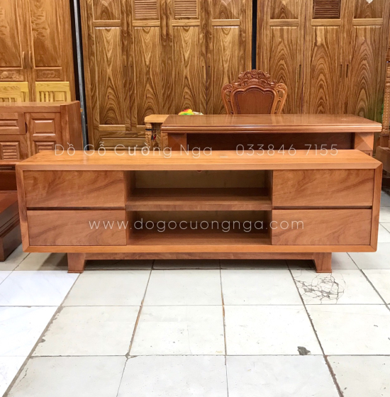 Kệ Tivi Gỗ Đinh Hương Mẫu Chân Vát 1m8 - 2m KG 015