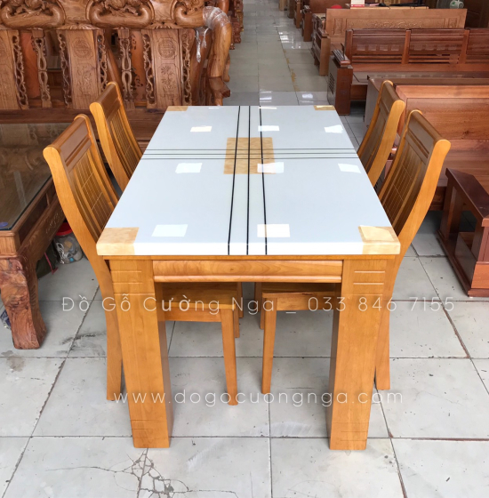 Bàn ăn mặt đá 4 ghế cao cấp BĐ 011