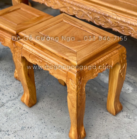 Bộ bàn ghế salon gỗ gõ đỏ tay 10 - 6 món 