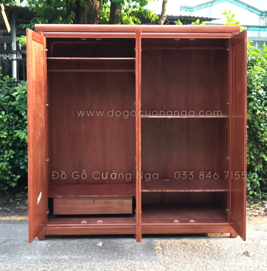 Tủ quần áo gỗ xoan đào 4 cánh - 2m hiện đại 