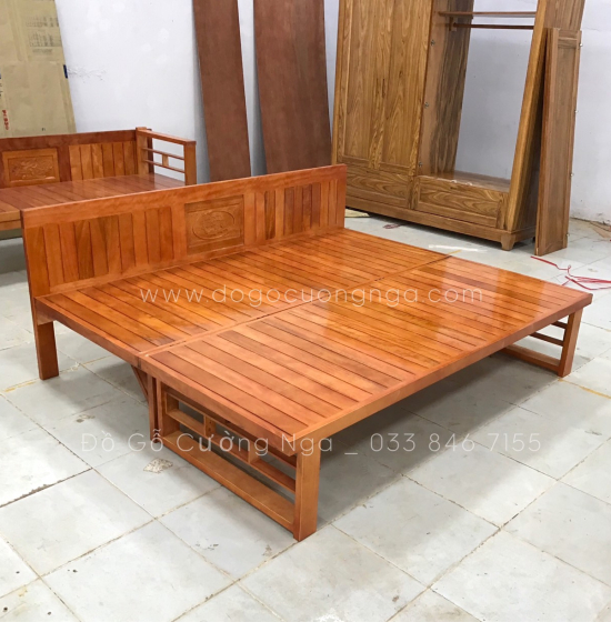 Giường Gấp Gỗ Sồi Chân Cao 1m2x1m9 Bền Đẹp 