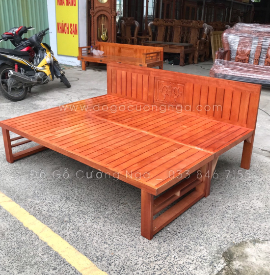 Giường Gấp Gỗ Sồi Chân Cao 1m2x1m9 Bền Đẹp 