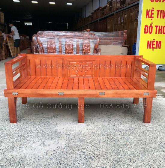 Ghế Giường Gỗ Sồi Chân Cao 1m6x2m Đặc Biệt Cho Người Lớn Tuổi 