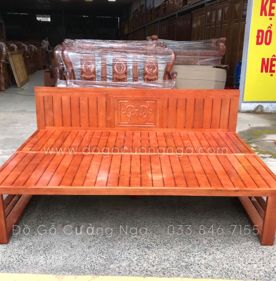 Ghế Giường Gỗ Sồi Chân Cao 1m6x2m Đặc Biệt Cho Người Lớn Tuổi 
