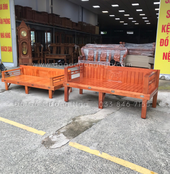 Ghế Giường Gỗ Sồi Chân Cao 1m6x2m Đặc Biệt Cho Người Lớn Tuổi 