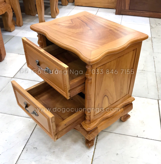 Tủ táp đầu giường gỗ gõ đỏ cao cấp - 2 ngăn kéo