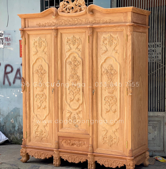 Tủ áo gỗ gõ đỏ - 4 cánh mẫu nữ hoàng 