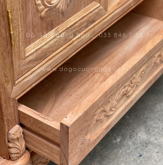 Tủ áo gỗ gõ đỏ - 4 cánh mẫu nữ hoàng 