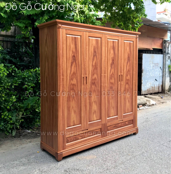 Tủ áo gỗ cẩm 4 cánh - 2m cao cấp 