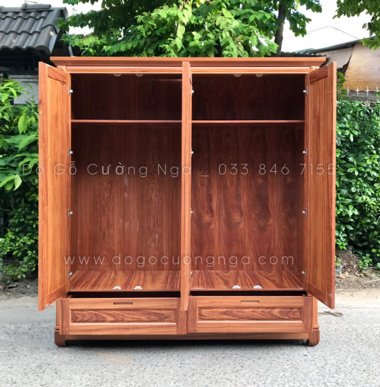 Tủ áo gỗ cẩm 4 cánh - 2m cao cấp 