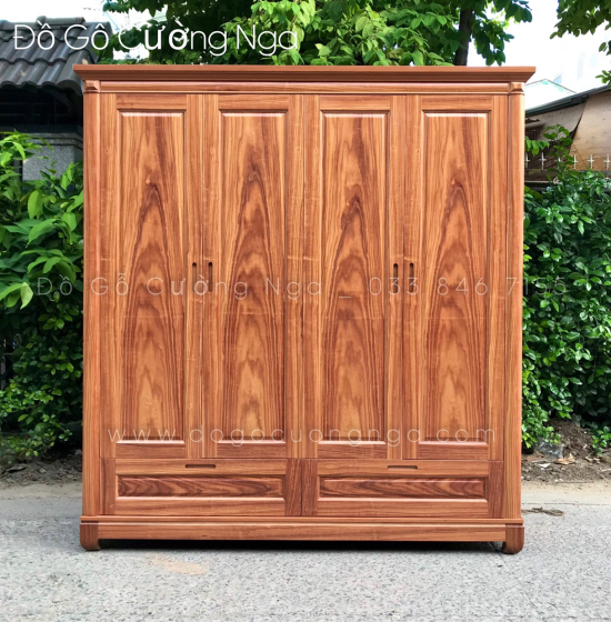 Tủ áo gỗ cẩm 4 cánh - 2m cao cấp 