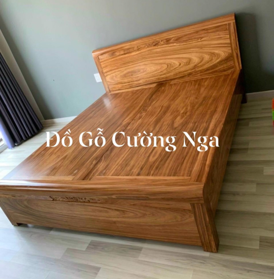 Giường gỗ hương xám vạt phản liền - mẫu chỉ hoa 