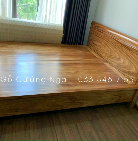 Giường gỗ hương xám vạt phản liền - mẫu chỉ hoa 