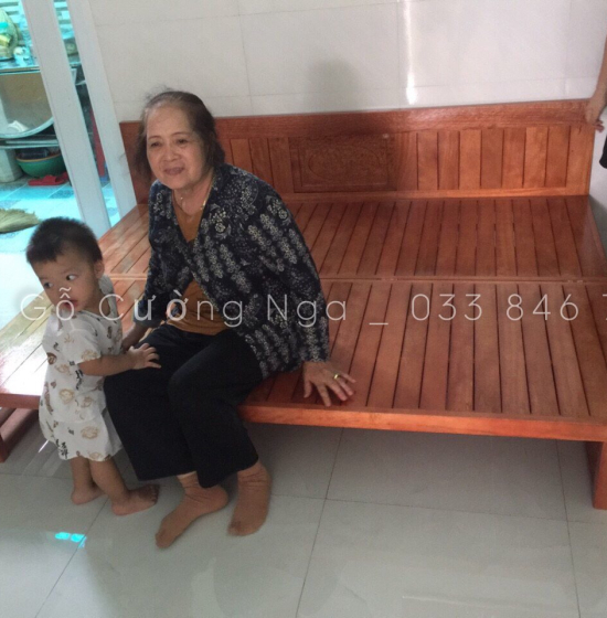 Giường Gấp Gỗ Sồi 1m6x2m Màu Cánh Gián Bền Đẹp 