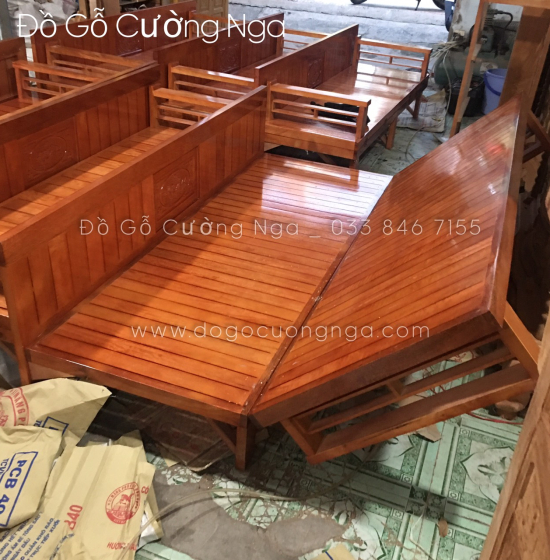 Giường Gấp Thành Ghế Gỗ Sồi 1m2x1m9 Màu Xoan Đẹp 