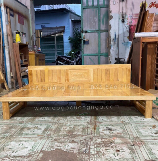 Ghế Giường Gấp Đa Năng Gỗ Sồi 1m4x1m9 Màu Tự Nhiên Giá Rẻ 