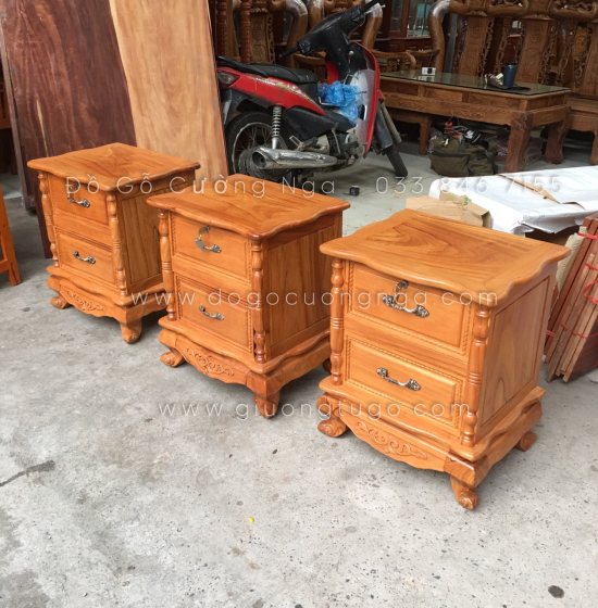 Tủ táp đầu giường gỗ gõ đỏ cao cấp - 2 ngăn kéo