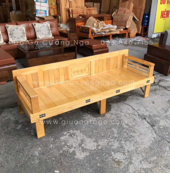 Ghế Giường Gấp Đa Năng Gỗ Sồi 1m4x1m9 Màu Tự Nhiên Giá Rẻ 