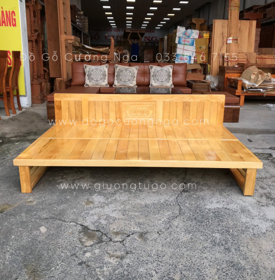 Ghế Giường Gấp Đa Năng Gỗ Sồi 1m4x1m9 Màu Tự Nhiên Giá Rẻ 