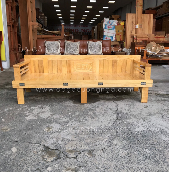 Ghế Giường Gấp Đa Năng Gỗ Sồi 1m4x1m9 Màu Tự Nhiên Giá Rẻ 