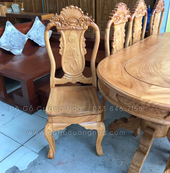 Bộ Bàn Ăn Gỗ Gõ Đỏ Cao Cấp 8 Ghế Mẫu Ovan Đẹp Đẳng Cấp 