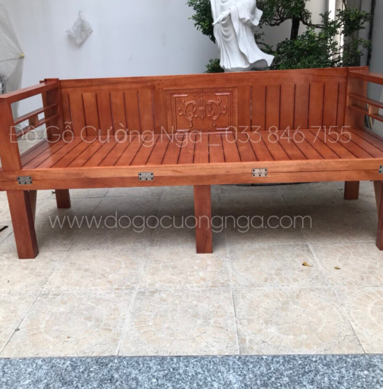Ghế Giường Gỗ Sồi Chân Cao 1m6x2m Đặc Biệt Cho Người Lớn Tuổi 