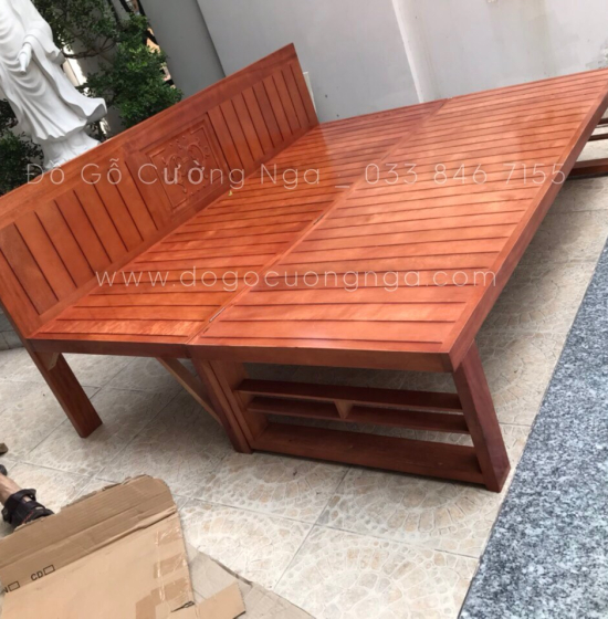 Ghế Giường Gỗ Sồi Chân Cao 1m6x2m Đặc Biệt Cho Người Lớn Tuổi 