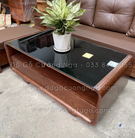 Bộ Ghế Sofa Gỗ Sồi Nga Lau Màu Óc Chó Kèm Nệm Chân Cuốn - Vế Phải 