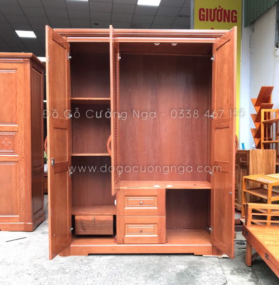 Tủ quần áo gỗ xoan đào 3 cánh cao cấp 