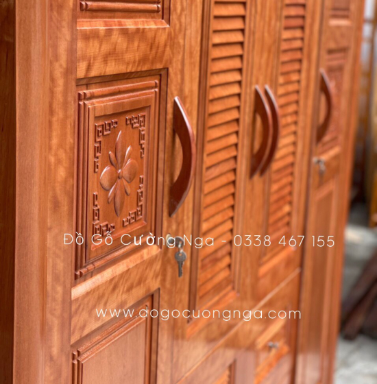 Tủ quần áo gỗ xoan đào 4 cánh cao cấp 