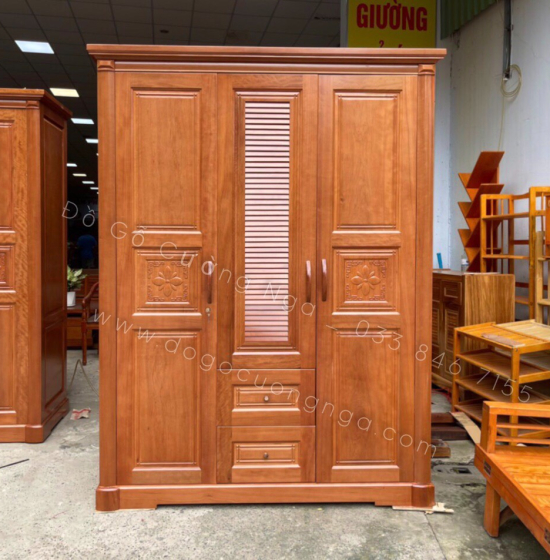 Tủ quần áo gỗ xoan đào 3 cánh cao cấp 
